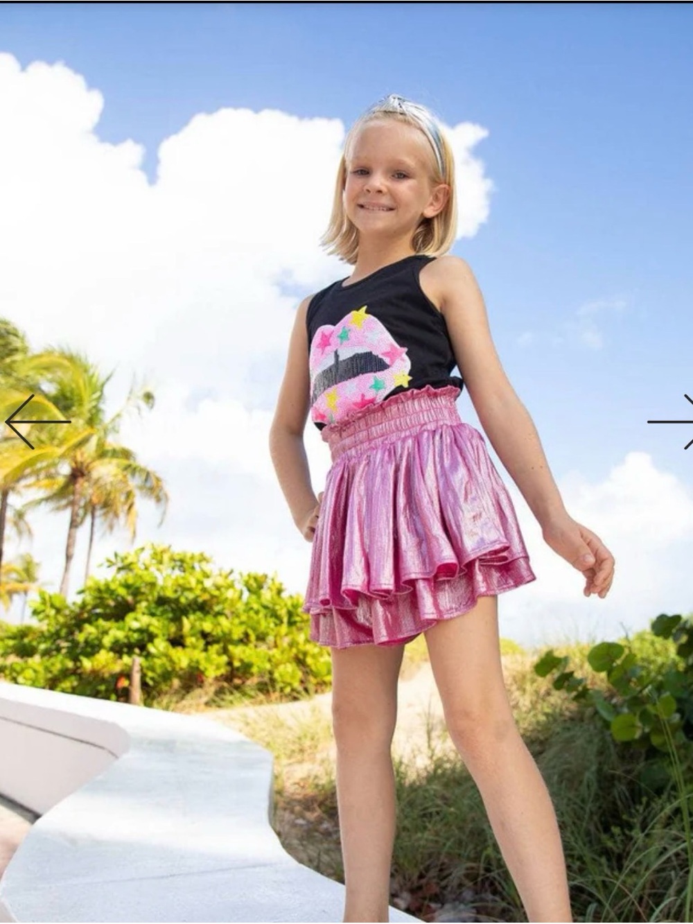 Lola + the Boys Metallic Light Pink Ruffled Skirt Skort